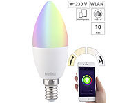 Luminea WLAN-LED-Lampe, kompat. zu Amazon Alexa & Google Assistant, E14, RGB+W; LED-Kerzen E14 (warmweiß) 