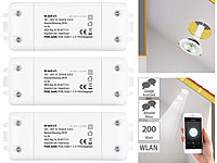 Luminea Home Control 3er-Set WLAN-Schalter mit Dimmer, für Siri, Alexa & Google Assistant; WLAN-Unterputz-Steckdosen WLAN-Unterputz-Steckdosen WLAN-Unterputz-Steckdosen WLAN-Unterputz-Steckdosen 