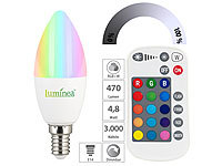 Luminea LED-Kerze E14, RGBW, 4,8 W (ersetzt 40 W), 470 Lumen, dimmbar; LED-Kerzen E14 (warmweiß) LED-Kerzen E14 (warmweiß) LED-Kerzen E14 (warmweiß) LED-Kerzen E14 (warmweiß) 