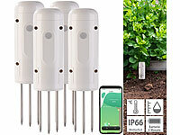 Luminea Home Control 4er-Set smarte ZigBee-Boden-Feuchtigkeits & Temperatursensoren; ZigBee-Temperatur- & Luftfeuchtigkeits-Sensoren mit App und Sprachsteuerung, 3in1-WLAN-Thermo- und Hygrometer mit Helligkeit-Sensor und App ZigBee-Temperatur- & Luftfeuchtigkeits-Sensoren mit App und Sprachsteuerung, 3in1-WLAN-Thermo- und Hygrometer mit Helligkeit-Sensor und App ZigBee-Temperatur- & Luftfeuchtigkeits-Sensoren mit App und Sprachsteuerung, 3in1-WLAN-Thermo- und Hygrometer mit Helligkeit-Sensor und App 