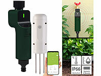 Luminea Home Control ZigBee-Bewässerungscomputer + Boden-Feuchtigkeits & Temperatursensor; WLAN-LED-Lampen E27 RGBW WLAN-LED-Lampen E27 RGBW WLAN-LED-Lampen E27 RGBW 