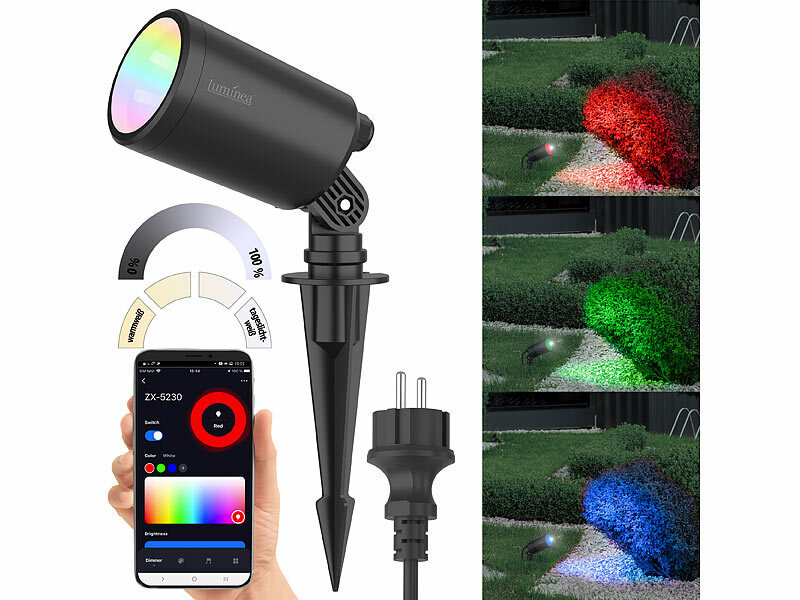 ; Wetterfeste WLAN-Fluter mit RGB-CCT-LEDs, App-Steuerung Wetterfeste WLAN-Fluter mit RGB-CCT-LEDs, App-Steuerung 