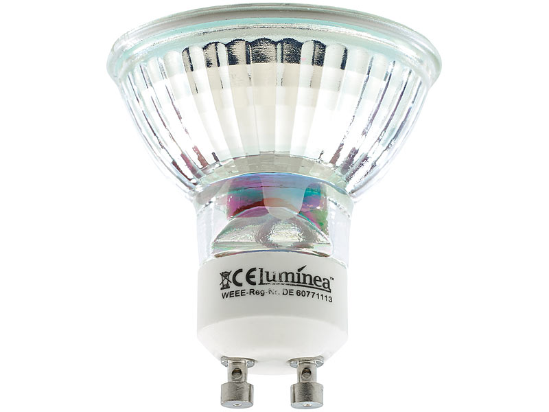 Luminea LED-Spotlight, Glasgehäuse, GU10, 2,5 Watt, 230 V, 300 lm, warmweiß