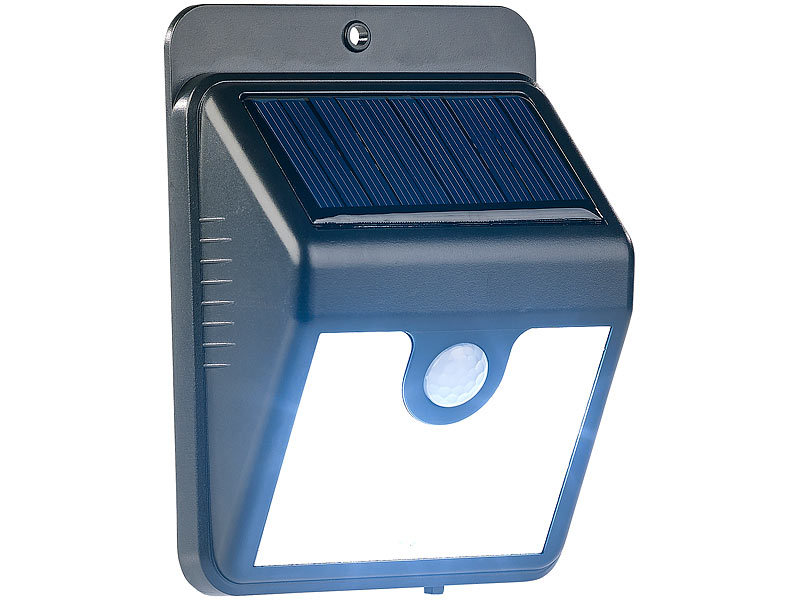 Luminea 3er-Set Solar-LED-Wandleuchten & Bewegungssensor lm 50 mit Nachtlicht