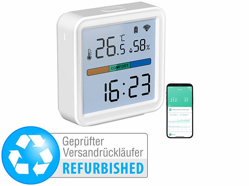 ; WLAN Außen- & Innen-Temperatur- & Luftfeuchtigkeitssensor, Hygrometer, IP65 