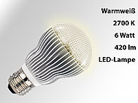 Luminea High-Power LED-Lampe, warmweiß, 2700K, 420 lm, 6 Watt; LED-Tropfen E27 (tageslichtweiß) LED-Tropfen E27 (tageslichtweiß) 