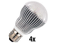 Luminea High-Power-LED-Lampe E27, tageslichtweiß 6400 K, 6W, 500 lm, 4er-Set; LED-Tropfen E27 (warmweiß) 