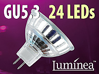 Luminea SMD-LED-Lampe, GU5.3, 24 LEDs, tageslichtweiß, 130 lm; LED-Tropfen E27 (warmweiß) 