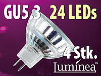 Luminea SMD-LED-Lampe, GU5.3, 24 LEDs, tageslichtweiß, 130 lm, 4er-Set; LED-Tropfen E27 (tageslichtweiß) 