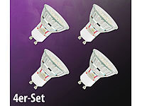 Luminea SMD-LED-Lampe, GU10, 48 LEDs, warmweiß, 250 lm, 4er-Set; LED-Tropfen E27 (warmweiß) 