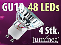 Luminea Dimmbare SMD-LED-Lampe, GU10, 48 LEDs, warmweiß, 250lm,4er-Set; LED-Tropfen E27 (warmweiß) 