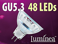 Luminea SMD-LED-Lampe GU5.3, 48 LEDs, 12V, weiß, 270 lm; LED-Tropfen E27 (tageslichtweiß) 