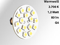 Luminea LED-Stiftsockellampe G4 (12V), 15 SMD LEDs warmweiß, horizontal, 120°