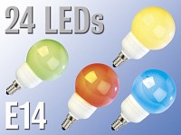 Luminea SMD-LED-Lampe Classic, 24 LEDs, E14, 4-farbiges Set