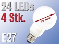 Luminea SMD-LED-Lampe Classic E27, 24 LEDs, 6000 K, 87 lm, 4er-Set; LED-Tropfen E27 (warmweiß) 