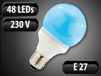 Luminea SMD-LED-Lampe Classic, 48 LEDs, blau, E27, 230V, 18 lm