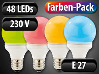 Luminea SMD-LED-Lampe Classic, 48 LEDs, E27, 4-farbiges Set