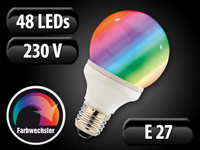 Luminea SMD-LED-Lampe Classic mit Farbwechsler, 48 LEDs, E27