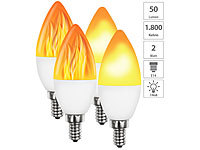Luminea 4er-Set LED-Lampen mit Flammeneffekt, 3 Beleuchtungs-Modi, E14, 2 W,