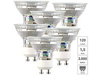 Luminea 6er-Set LED-Glas-Spots, GU10, 1,5 W (ersetzt 15W), 120 lm, warmweiß; LED-Spots GU5.3 (warmweiß) LED-Spots GU5.3 (warmweiß) 