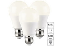 Luminea 3er Set LED-Lampen, E, 9 W (ersetzt 120 W), E27, warmweiß, 1.050 lm; LED-Kerzen E14 (warmweiß) 