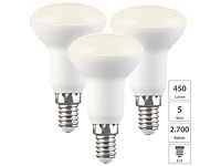 Luminea 3er-Set LED-Reflektoren, R50, warmweiß, 450 lm, E14, 5W (ersetzt 40W); LED-Tropfen E27 (warmweiß) 