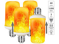 Luminea 4er-Set LED-Lampen mit Flammeneffekt, 3 Beleuchtungs-Modi, E27, 2 W; LED-Tropfen E27 (warmweiß) LED-Tropfen E27 (warmweiß) LED-Tropfen E27 (warmweiß) LED-Tropfen E27 (warmweiß) 