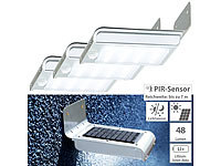 Luminea 3er-Set Edelstahl-LED-Solar-Wandleuchten, Licht & Bewegungssensor; LED-Fluter mit Bewegungsmelder (tageslichtweiß) LED-Fluter mit Bewegungsmelder (tageslichtweiß) LED-Fluter mit Bewegungsmelder (tageslichtweiß) 