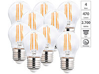 Luminea 9er-Set LED-Filament-Lampen, G45, E27, 470 lm, 4 W, 2700 K, dimmbar; LED-Tropfen E27 (warmweiß) LED-Tropfen E27 (warmweiß) LED-Tropfen E27 (warmweiß) 