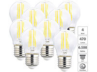 Luminea LED-Filament-Lampen im 9er-Set, G45, E27, 470 lm, 4 W, 6500 K, dimmbar; LED-Tropfen E27 (warmweiß) LED-Tropfen E27 (warmweiß) 