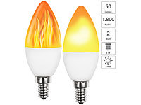 Luminea 2er-Set LED-Lampen mit Flammeneffekt, 3 Beleuchtungs-Modi, E14, 2 W,