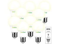 Luminea 9er-Set LED-Lampen E27, 8 W (ersetzt 75 W), 806 Lumen, warmweiß; LED-Spots GU10 (warmweiß) LED-Spots GU10 (warmweiß) 