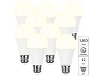 Luminea 9er-Set dimmbare LED-Lampen warmweiß, 12 W, E27, 2700 K, 1.050 lm; LED-Tropfen E27 (warmweiß) LED-Tropfen E27 (warmweiß) 