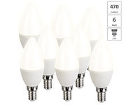 Luminea 8er-Set LED-Kerzen, warmweiß, 470 Lumen, E14, G, 6 Watt