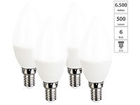 Luminea 4er-Set LED-Kerzen, tageslichtweiß, 500 Lumen, E14, 6 Watt, 6500 K; LED-Tropfen E27 (warmweiß) LED-Tropfen E27 (warmweiß) 