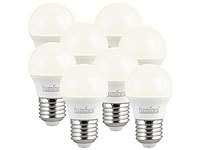 Luminea 8er-Set LED-Lampen, E27, 3 Watt, G45, 240 Lumen, E; LED-Kerzen E14 (warmweiß) LED-Kerzen E14 (warmweiß) 