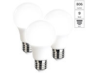 Luminea 3er-Set LED-Lampen, tageslichtweiß, 806 Lumen, E27, F, 8 Watt; LED-Tropfen E27 (warmweiß) LED-Tropfen E27 (warmweiß) 
