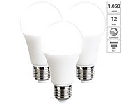 Luminea 3er-Set LED-Lampen, dimmbar, tageslichtweiß, 1.050 Lumen, E27, F, 12 W; LED-Tropfen E27 (warmweiß) LED-Tropfen E27 (warmweiß) 