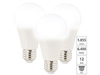 Luminea 3er-Set LED-Lampe E27, Klasse E, 9 W, tageslichtweiß 6400K, 1.050 lm