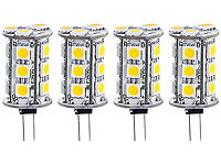 Luminea LED-Stiftsockellampe m. 18 SMD LEDs, G4,12V, tageslichtweiß, rund, 4er