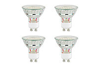 Luminea SMD-LED-Lampe, GU10, 48 LEDs, 230V, weiß, 270 lm, 120°,4er-Set; LED-Tropfen E27 (warmweiß) 