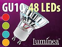 Luminea SMD-LED-Lampe mit Farbwechsler, GU10, 48 LEDs, 19 lm