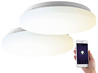Luminea Home Control 2er-Set WLAN-LED-Deckenleuchten für Amazon Alexa&Google Assistant, 18W; WLAN-LED-Lampen GU10 RGBW WLAN-LED-Lampen GU10 RGBW 