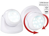 Luminea 2er-Set kabellose LED-Strahler, Bewegungssensor, 360° drehbar,100 lm; Solar-LED-Wandlichter mit Nachtlicht-Funktion Solar-LED-Wandlichter mit Nachtlicht-Funktion Solar-LED-Wandlichter mit Nachtlicht-Funktion 