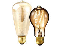 Luminea 2 Vintage-Schmucklampen mit handgewickelten Draht, konisch und gewölbt; LED-Tropfen E27 (warmweiß) LED-Tropfen E27 (warmweiß) LED-Tropfen E27 (warmweiß) 