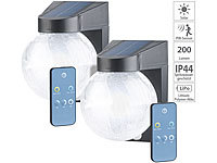 Luminea 2er Pack Solar-LED-Wandleuchte im Crackle-Glas-Design, PIR-Sensor,; LED-Solar-Fluter mit Bewegungsmelder LED-Solar-Fluter mit Bewegungsmelder LED-Solar-Fluter mit Bewegungsmelder 