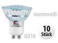 Luminea SMD-LED-Lampe GU10, 24 LEDs, warmweiß, 110 lm, 10er-Set; LED-Spots GU5.3 (warmweiß) 