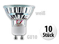 Luminea SMD-LED-Lampe, GU10 48 LEDs, 230V, weiß, 270lm, 120°, 10er-Set; LED-Tropfen E27 (warmweiß) 