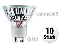 Luminea SMD-LED-Lampe, GU10, 48 LEDs, warmweiß, 250 lm, 10er-Set; LED-Tropfen E27 (tageslichtweiß) 