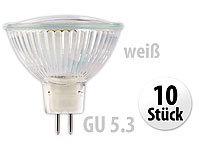 Luminea SMD-LED-Lampe, GU5.3, 60 LEDs, weiß, 230 lm, 10er-Set; LED-Tropfen E27 (warmweiß) 